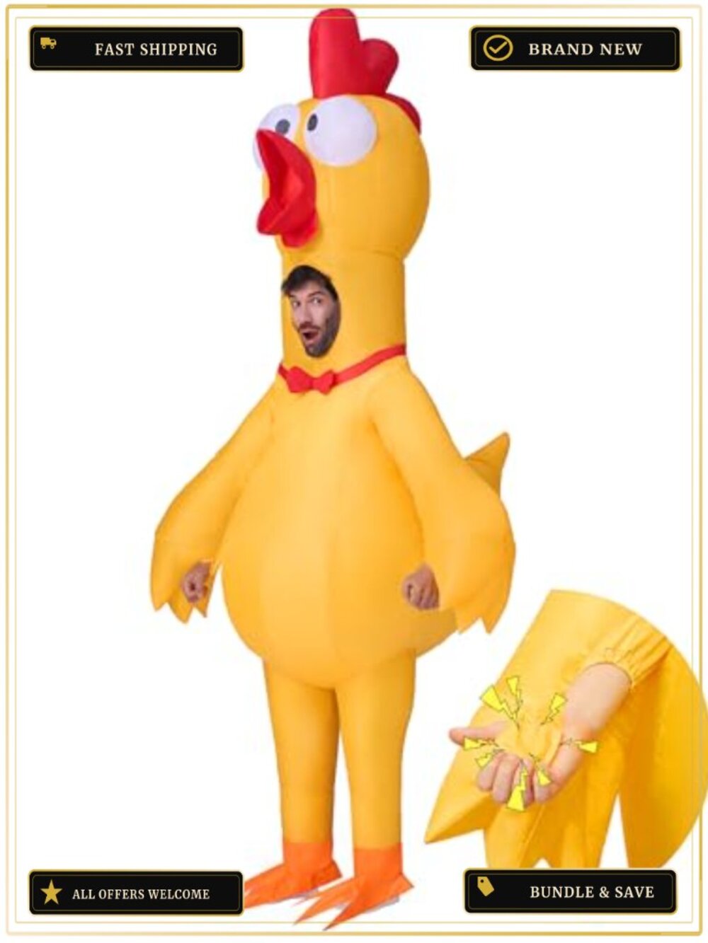 Inflatable Chicken Costume Adult Full Body Blow Up Rooster Suit Halloween Party